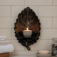 Hand-Painted Metal Foliage Candle Holder Multi-Functional Foliage Shape Wall Sconce Wrought Iron House Decoration Easy to Install for Bedroom