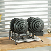 Dish Drain Rack Stainless Steel Rack Dish Drainer, Single Tier Drain Rack with Drip Tray, Modern Style Kitchen Sink Organizer Unit