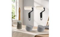 Paint Roller Kit with Brushes High Density Paint Brush with Wooden Handle Reusable Roller Covers for Home Hobbyists, Crafters, Home Improvement