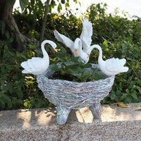 Swan Planter Hand Painted Swan Planter Pot Textured Finish Garden Decor for Yard, Patio