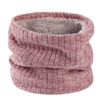 Unisex Knitted Fleece-Lined Neck Warmer Scarf for Winter Outdoor Activities