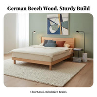 Floating Wooden Bedstead Nordic design Bed Frame Minimalist Aesthetic Bedroom Furniture for Apartment Dwellers, Adults, Small Living Spaces, Guest Room