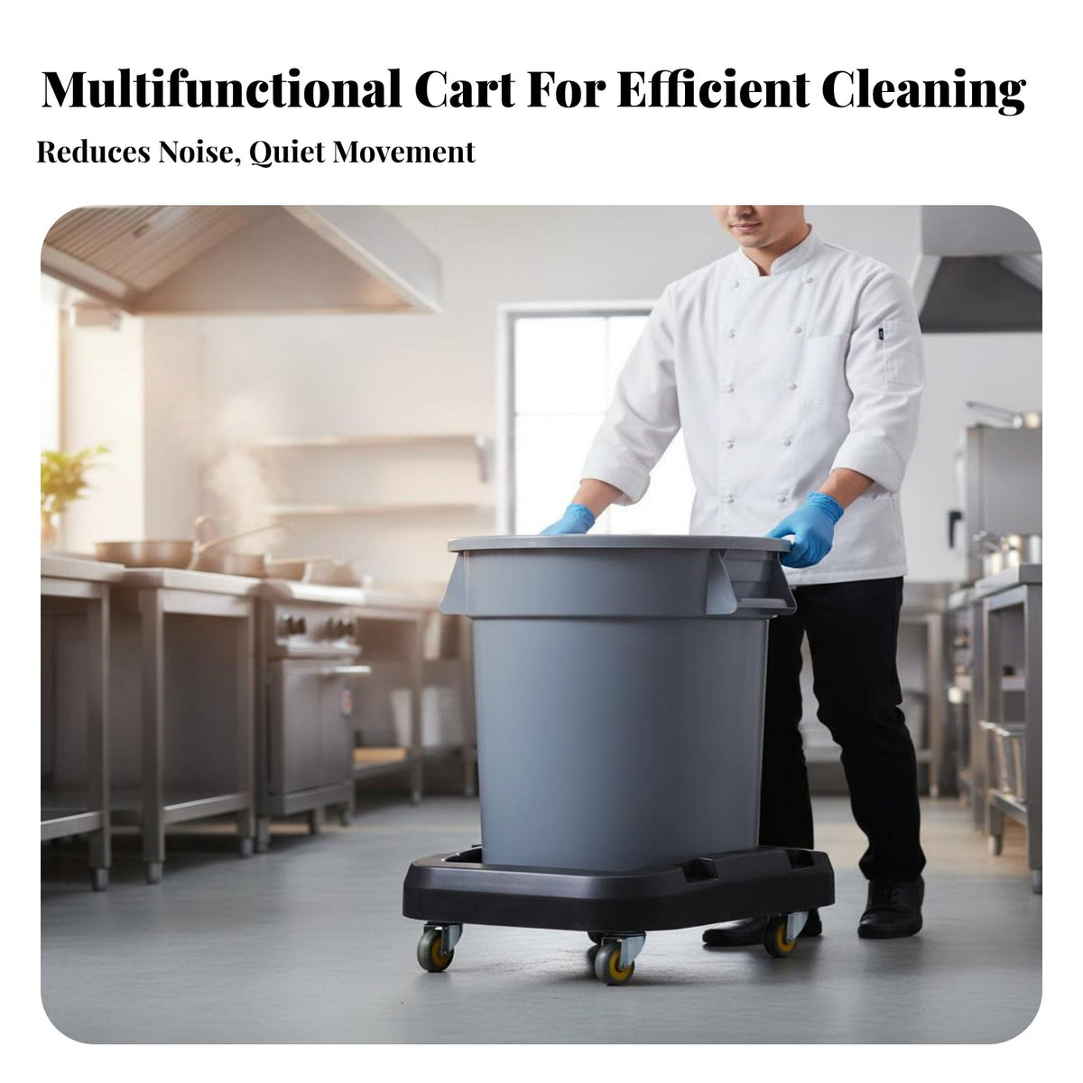 With Wheels Mobile Garbage Can Large Capacity Wheeled Bussing Bin 360° Swivel Casters Restaurant Utility Cart Multi-Functional for Bussers, Cleaners, Janitors, Commercial Kitchen, Food Court, Cafeteria, Hotel