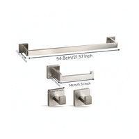 4 Pieces Wall-Mounted Bathroom Hardware Set Square Towel Bar Modern Coat Hook Rustproof for Homeowners