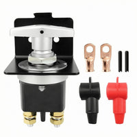 Metal Mounting Plate Rotary Battery Disconnect Switch Brass Terminals 12V Battery Disconnect Switch Copper Lugs Insulating Sleeves