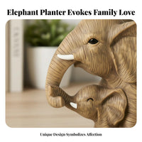 Modern Decor Mother and Baby Elephant Statue Creative Gift Resin Creature Statue Adorable Design for Plant Lovers, Living Room, Office