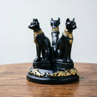 Bastet Figurine Gold Trim Feline Deity Statue Collectible for Desktop, Office