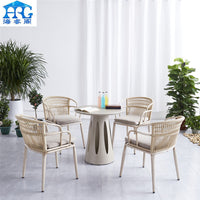 Outdoor Wicker Patio Dining Set with Square or Round Table and Four Chairs