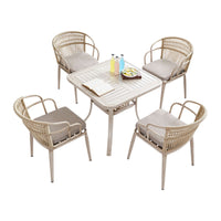 Outdoor Wicker Patio Dining Set with Square or Round Table and Four Chairs