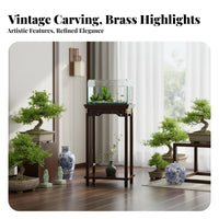 Tiered Wooden Pedestal Sturdy Wood Construction Display Stand Chinese Aesthetic Design sturdyDuty for Plant Lovers