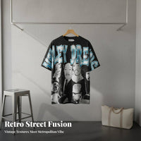 American High Street Aesthetic Boxing Print T-Shirt Great Gift Idea Retro Boxing Shirt Full Cotton Loose Fit Streetwear Tee for Adults, Teenagers, Boxers, Daily Wear, Everyday, Leisure, Sporting Events