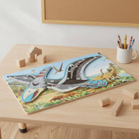 Wooden Dinosaur Puzzle Learn Shapes Dinosaur Learning Puzzle Hand-Eye Coordination Educational Toy for Young Children, Children 3++