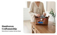 Handwoven Woven Storage container with Handles adaptable Rectangular Storage container with Handles adaptable Household Storage Sturdy Frame for Homeowners, Families, Entrymethod, Bedroom, Living Room, Bathroom