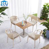Outdoor Wicker Patio Dining Set with Square or Round Table and Four Chairs