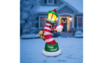 Inflatable with Santa and Reindeer Lighted Inflatable Yard Decor Festive Christmas Inflatable with Santa for Lawn, Garden