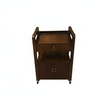 Wooden Cosmetic Trolley Vintage Design 3-Tier Salon Cart with Cabinet Dense Wood Utility Trolley Multi-Functional for Home