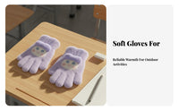 Warm children's Knitted Gloves Thickened Kids Five-Finger Gloves Cute Design for Girls, Toddlers, Snow Play, Cycling, Outdoor