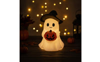 Ghost Figurine with Pumpkin Freestanding for Shelf