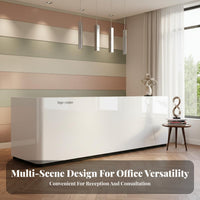Modern Reception Desk Sturdy Construction Varnish Finish Front Desk Scratch-Resistant Commercial Cashier Counter for Business Owners, Lobby, Showroom