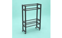 Floor-Standing Racket Holder with Wheels Mobile Pickleball Rack Metal Pickleball Storage Cart Rolling for Clubs, Coaches, Players, Gym, Court, Garage