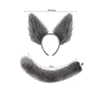 Animal Ear Headband with Tail Artificial Wolf Ears Headband Pointed