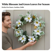 Artificial Magnolia Wreath Sturdy & Reusable Door Wreath Easy Care Farmhouse Wall Decor for Event Planners, Gift Donors, Entryway, Living Room