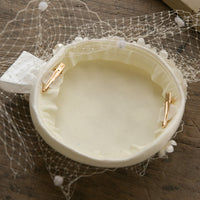 French British Style Pearl Mini Hat with Bow for Evening Gown Wedding Dress Photo Shoot