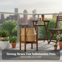 Minimalist Design Cross-Bracket Pot Stand Stable Structure Floor Plant Support Polished Finish House Decoration Easy Assembly for Gardeners, Homeowners, Interior Decorators, Balcony, Living Room, Indoors, Bedroom