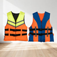 Front-Opening Adult Life Jacket V-Neck Sleeveless Life Vest Padded Flotation Vest Fitted for Adults