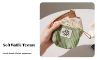 Waffle Change Purse With Wrist Strap Flower Wristlet Bag Cute Design Zippered Cosmetic Pouch for Women, Students, Daily Use, Inside Handbag, Backpack