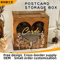 Wooden Postcard Storage Box for Weddings and Parties