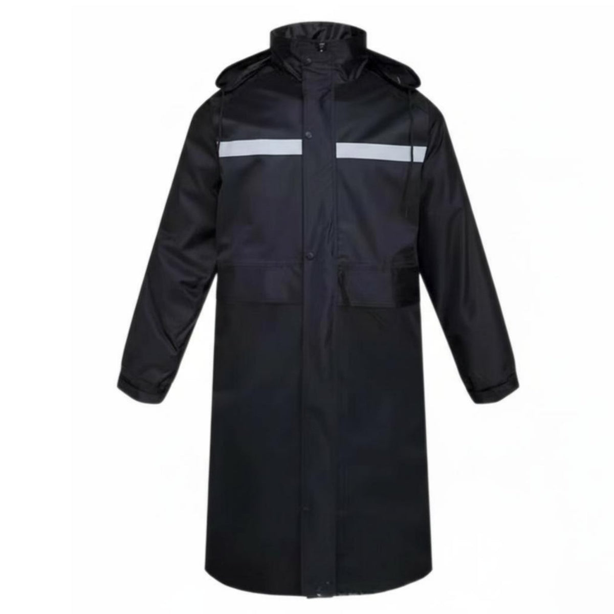 Windproof Long Reflective Raincoat Long-Lasting Full Body Safety Rain Jacket Lightweight Reflective Safety Jacket Adjustable Cuffs for Security Guards, Road Workers, Hikers, Outdoor, Hiking, Work