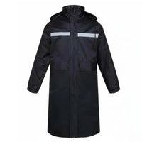 Windproof Long Reflective Raincoat Long-Lasting Full Body Safety Rain Jacket Lightweight Reflective Safety Jacket Adjustable Cuffs for Security Guards, Road Workers, Hikers, Outdoor, Hiking, Work