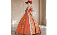 Corset Dress with Puff Sleeves Floor-Length Formal Dress Ruffled for Tea Parties
