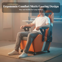 Reclining spinerest Gaming Chair with Footrest Headrest Pillow Recliner Seat Highspine Design Office Furniture Ergonomic comfort system for video game enthusiasts, Students, telecommuting Workers, Game Room, Internet Cafe, Study, Bedroom