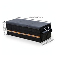 Car Trunk Storage Box with Lid Foldable Collapsible Trunk Organizer with Dividers Auto Cargo Organizer Large Capacity Spacious