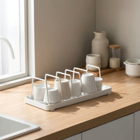 Metal Plate Rack with Dividers Rectangular Plate Rack with Slots Slimline Cabinet Dish Organizer Compact for Countertop, Pantry