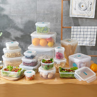 Longshida Round/Rectangular Plastic Food Storage Containers with Lids, Transparent Refrigerator Organizer Bins
