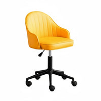 360-Degree Swivel Upholstered Rolling Chair Curved Back Support Desk Seat Ergonomic Design Seating Furniture Height Adjustable for Students, Office Workers, Adults, Study Room, Bedroom, Dormitory, Makeup Area