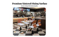 Cafeteria Table with Attached Seats Space-Saving 4-Seater Dining Unit Easy to Clean 6-Seater Fast Dining Table for Students, Employees, School