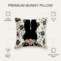 Bunny Throw Pillow Case Invisible Zipper Easter Pillow Cover Comfortable Linen Material Hare Illustration Cushion Cover for Families, Parents, Bedroom