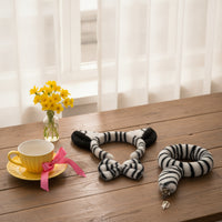 3 Pieces Soft Striped Equine Ears Headband with Tail Fuzzy Animal Ears Headband Padded Bow Tie Soft for Cosplayers