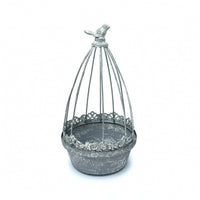 Vintage-Style Birdcage Planter Distressed Birdcage Plant Holder Metal Planter with Bird Ornament Iron for Decorators