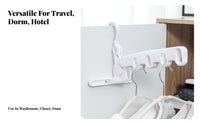 Portable Five Holes Clothes Hook Portable Clothes Hanger Space Saving Foldable Travel Hanger Rack for Students, Hotel,