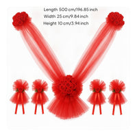 Transparent Tulle Wedding Car Decoration Kit V-Shaped Drape Wedding Car Decoration Set Butterfly-Style Flowers Flower Hood Garland Kit Windshield Strip