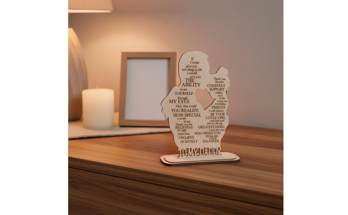 Long-Lasting Material Father's Day Wooden Plaque High-Clarity Print Desktop Letter Ornament for Fathers, Birthday, Office Desk