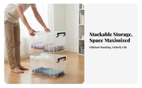 Clear Plastic Storage Box See-Through Sturdy Plastic Storage Bin Stackable Organizer Box Rounded Corners for Bedroom, Playroom