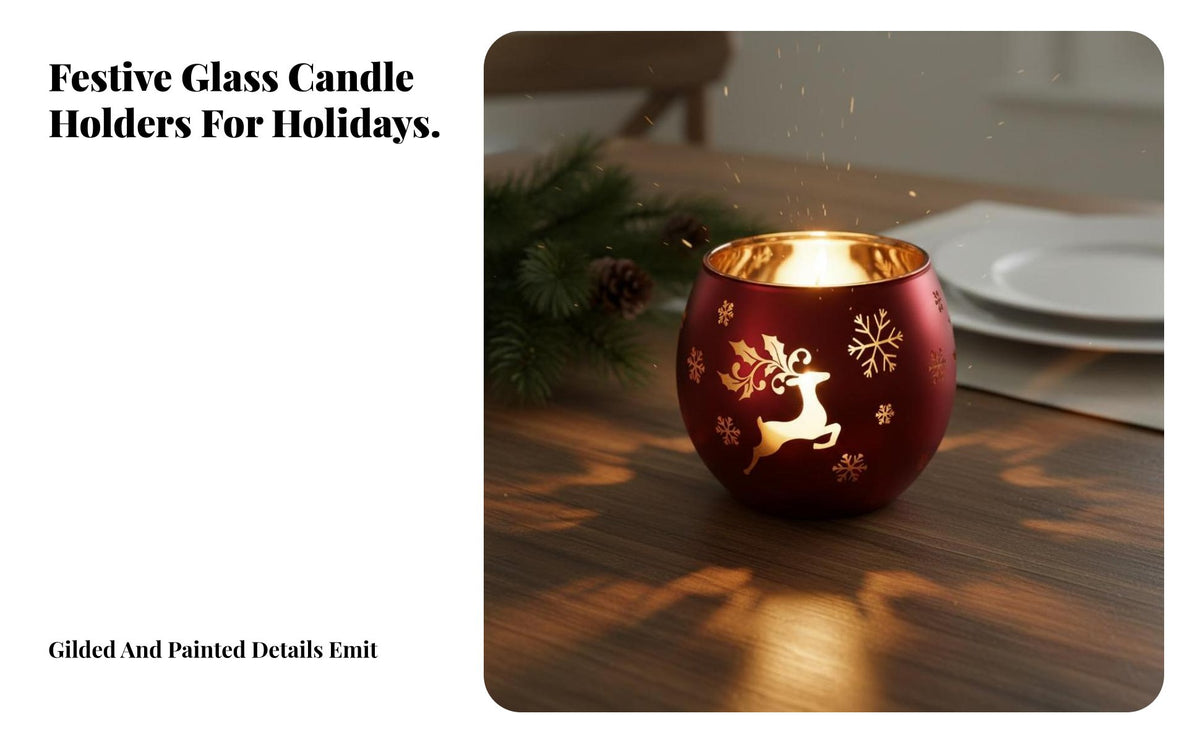 Glass Tealight Holder Creates Festive Atmosphere Themed Candle Jar Great Gift Idea Small Glass Candle Jar for Homeowners, Adults, Living Room, Wedding