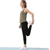 Women's Backless U-Neck Yoga Tank Top with Built-in Bra for Pilates & Workout