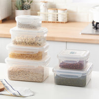 Longshida Round/Rectangular Plastic Food Storage Containers with Lids, Transparent Refrigerator Organizer Bins